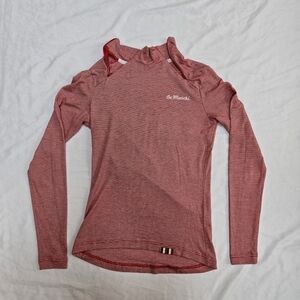 De Marchi Red And White Stripe Fitted Thing Long Sleeve High Neck Cycling Jacket